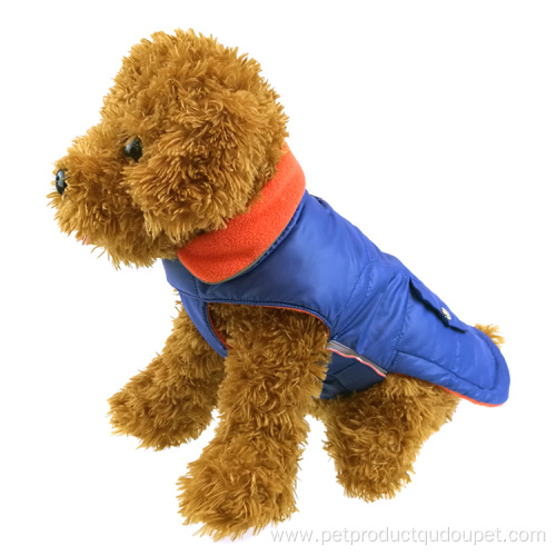 Chaqueta para mascotas con chaleco de bolsillo grueso de tela de nailon cálida